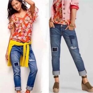 Cabi Mid-Rise 5308 Slim Boyfriend Patchwork Jeans, 0